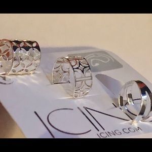 ICING silver crystal ear cuffs-3 Pack